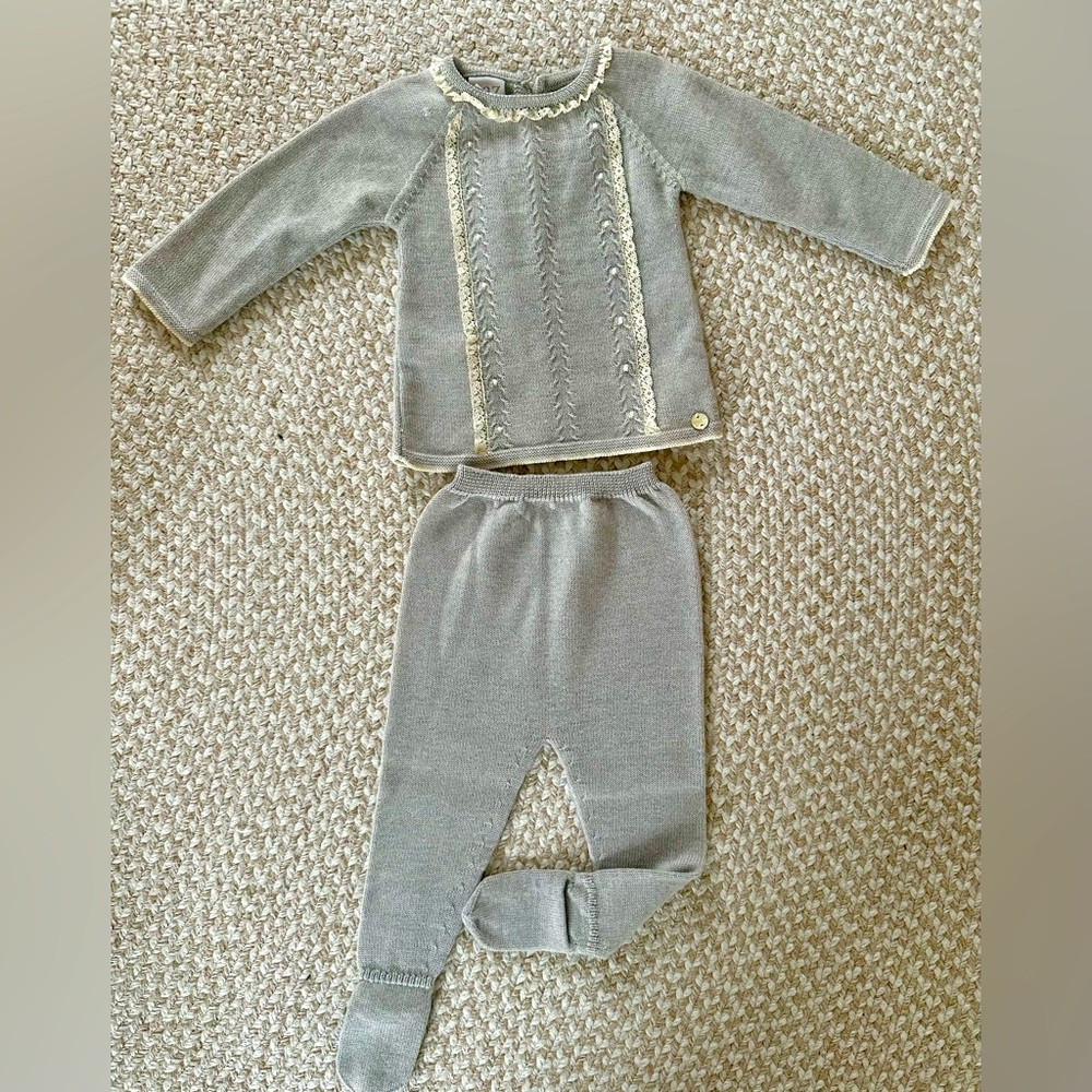 Brand new Paz Rodriguez Knit sweater and legging with body suit on foot.12 month